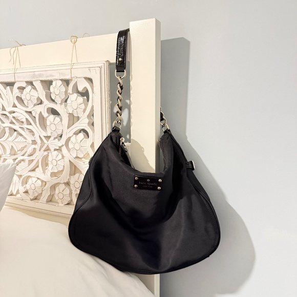 Kate Spade Kate Nylon Hobo Shoulder Bag with Chain Link Handle - Picture 1 of 10